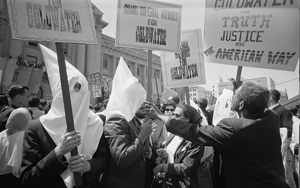 Ku Klux Klan members support Barry Goldwater's campaign for the presidential nomination at the Republican National Convention in San Francisco